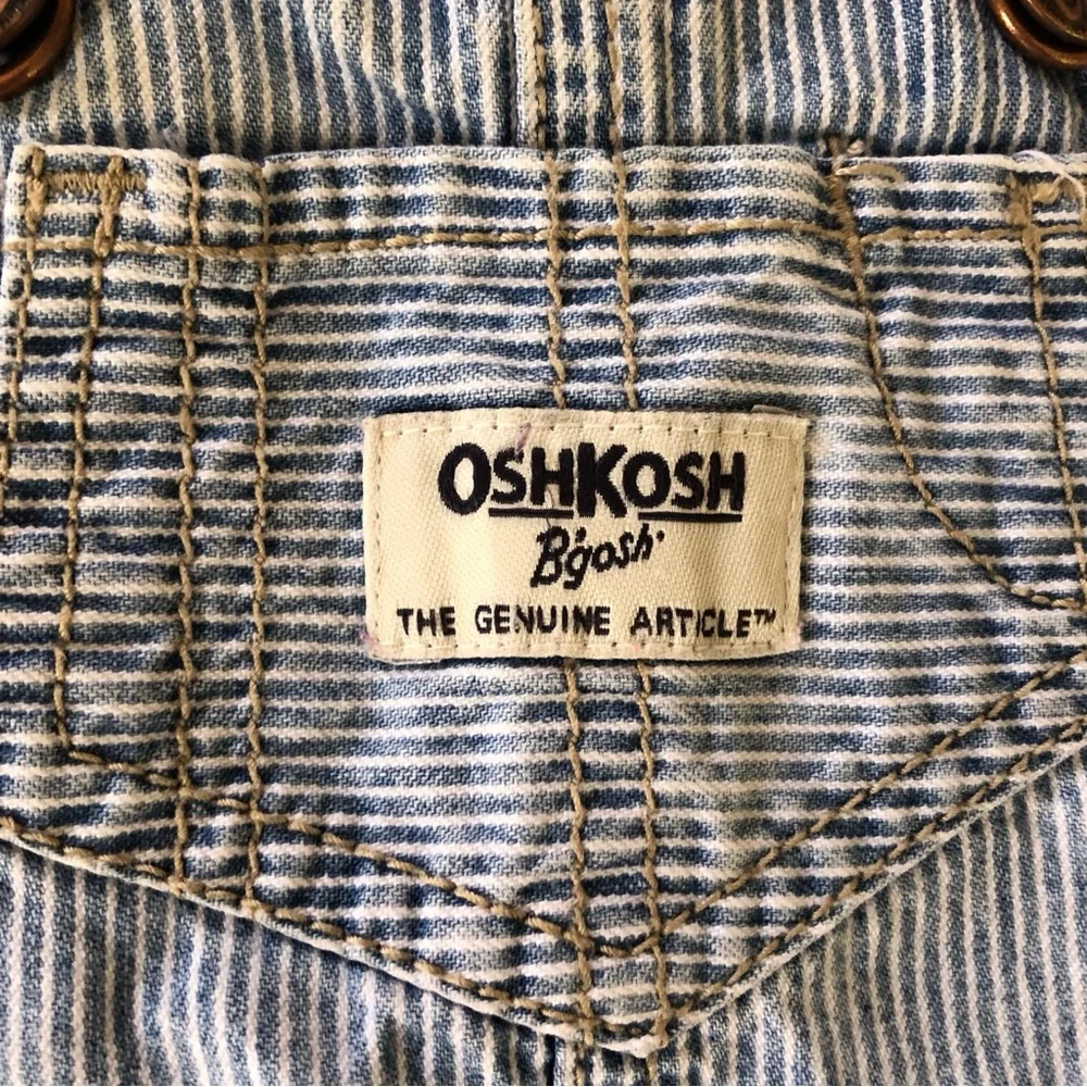 OshKosh B'gosh Navy Striped Overalls w/Pink Flowers